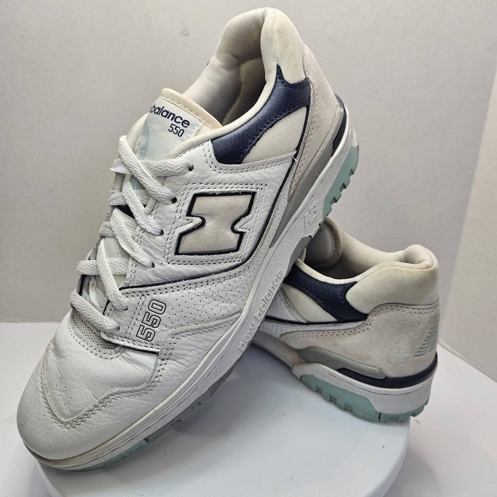 New Balance 550 Men's Size 9.5 White‎ Winter Fog Navy Grey BB550WCA